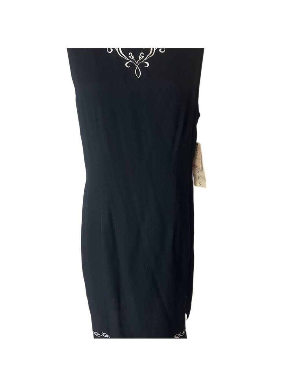 Chad's Place Vintage Black Embroidered Sleeveless Dress Size 16 - Picture 2 of 9